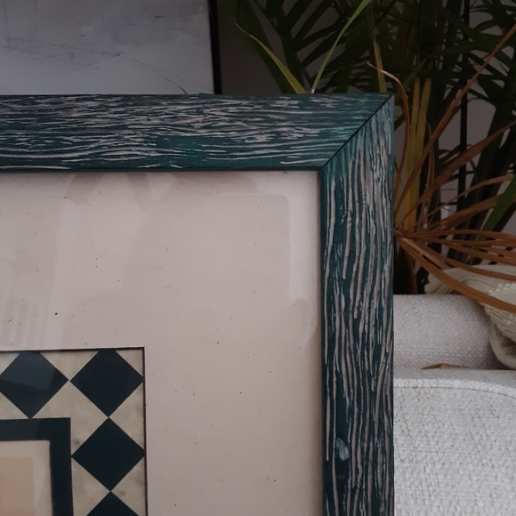 Wood matted art prints 2 rustic wall art. Green painted wood frames. - Picture 4 of 5